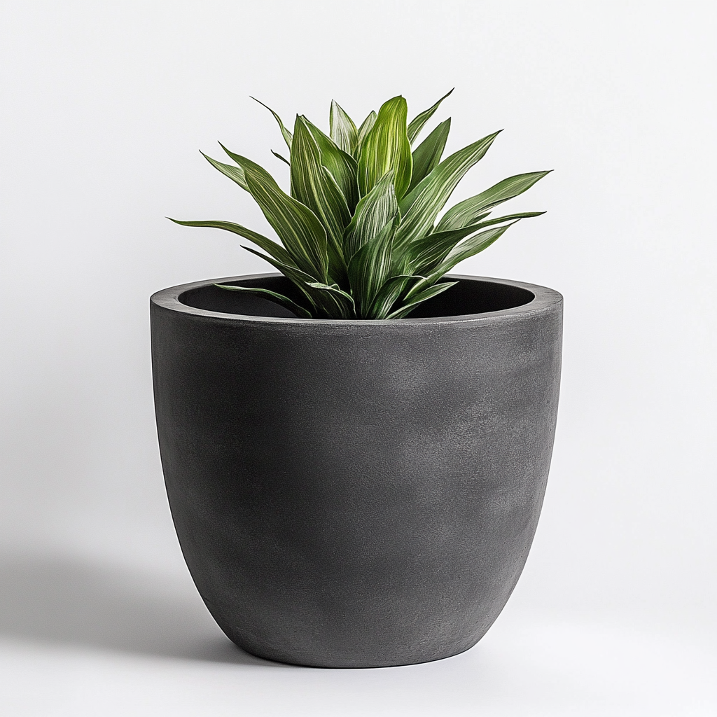 Mopla Large Industrial Planter - Lightweight Concrete Composite - Frost Resistant - For Indoor/Outdoor Use - Slate Grey
